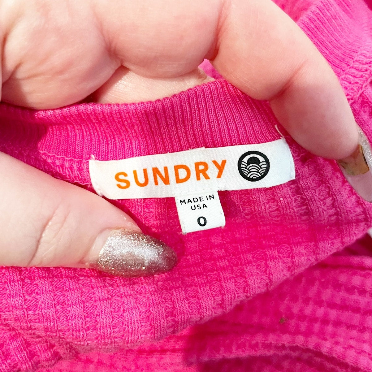 Sundry Evereve Long Sleeve Henley Waffle Thermal Snap Tee Pink XS