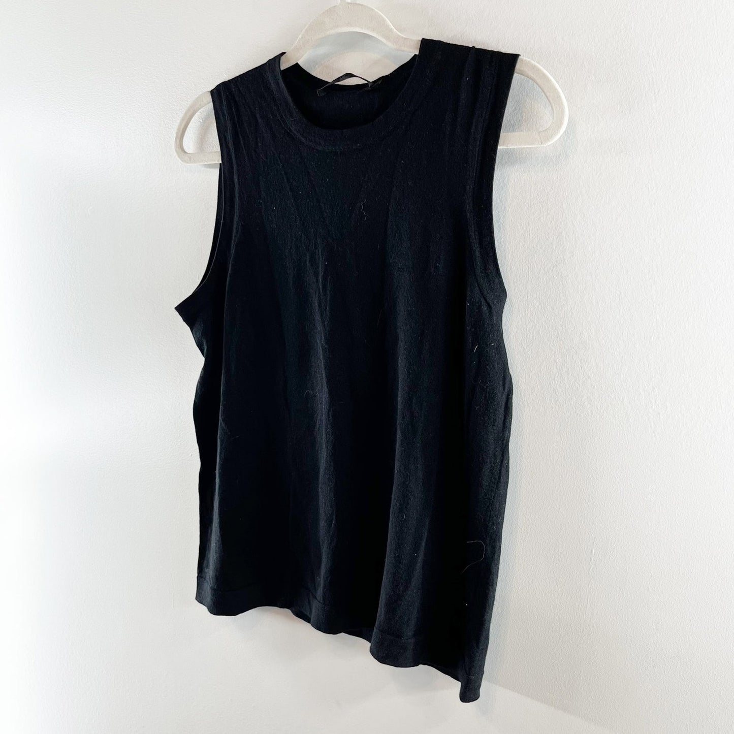 Jenni Kayne Sleeveless Merino Wool Shell Tank Top Black Large