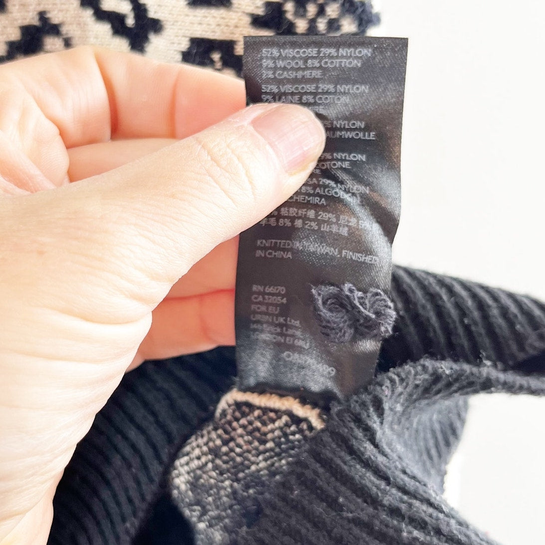 Anthropologie Maeve Ellinor Short Sleeve Leopard Sweater Brown Black XL