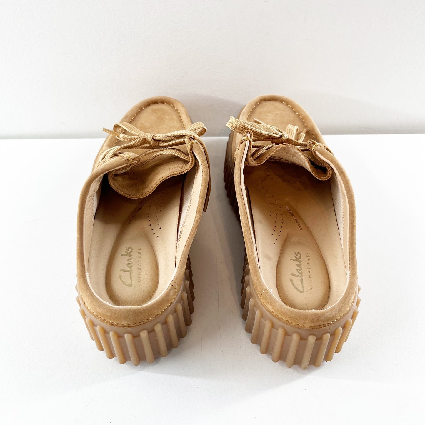 Clarks Originals Torhill Suede Slip On Moccasin Mules Light Tan Nubuck 7