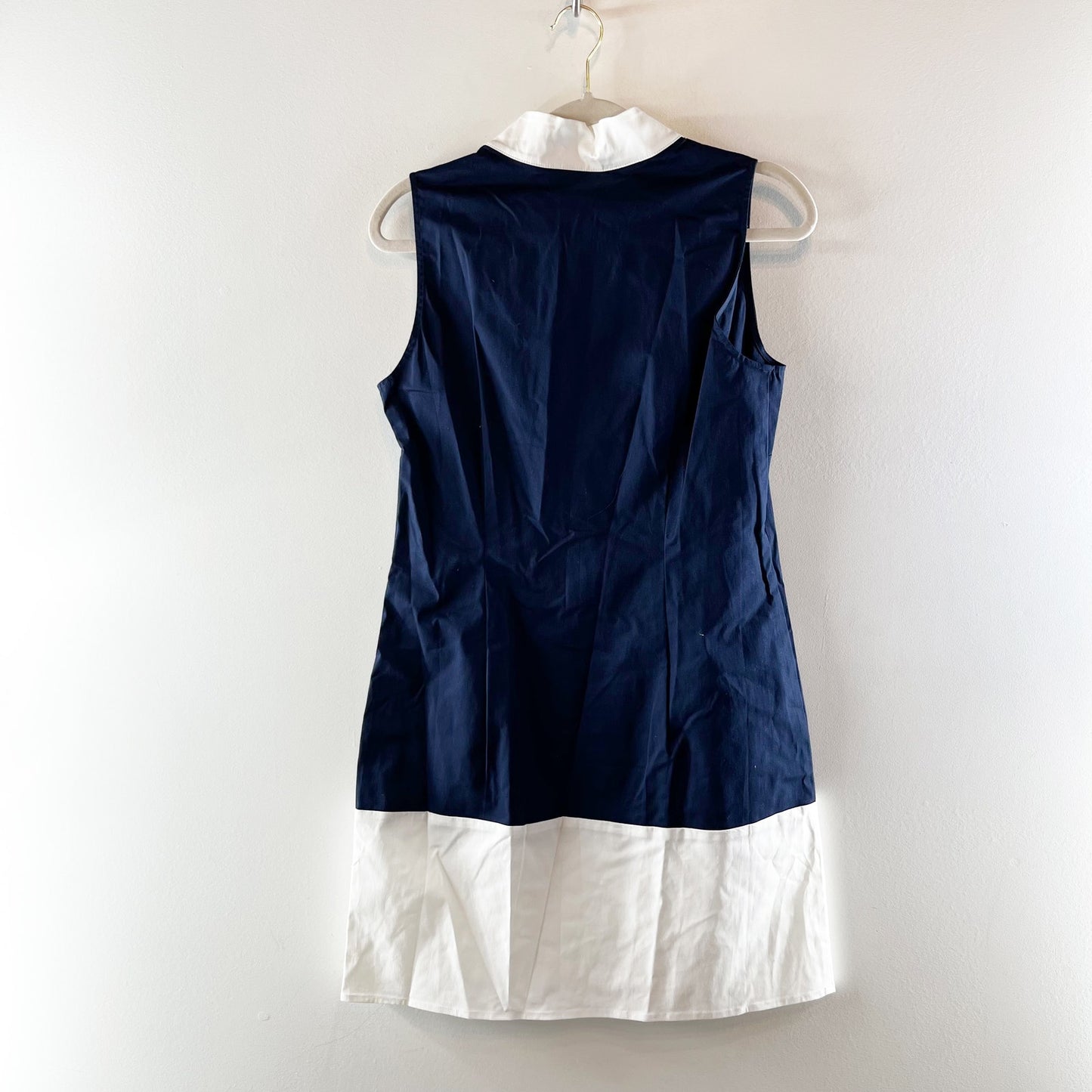 Sail to Sable Colorblock Sleeveless Mini Shift Dress Navy Blue White Medium
