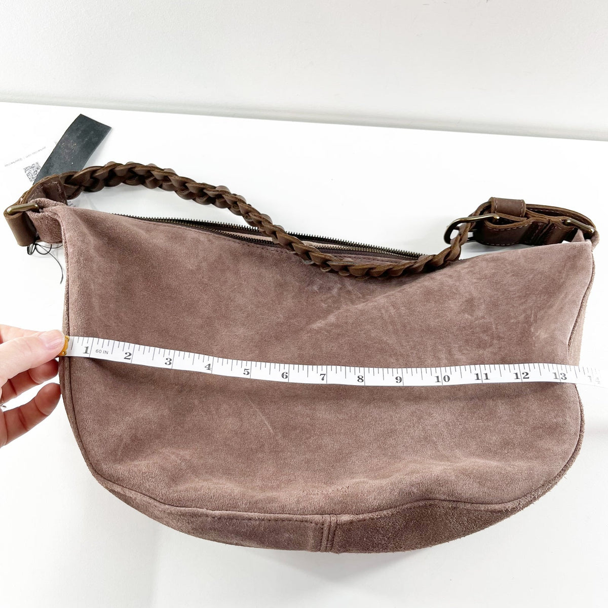 Parker Clay Slouchy Crescent-Shaped Brown Suede Hobo Shoulder Handbag