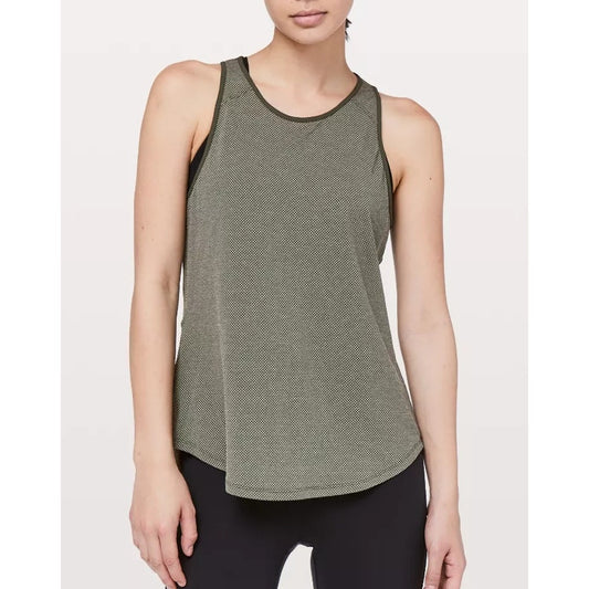 Lululemon Athletica Open Up Tank Top Heathered Camo Green Small