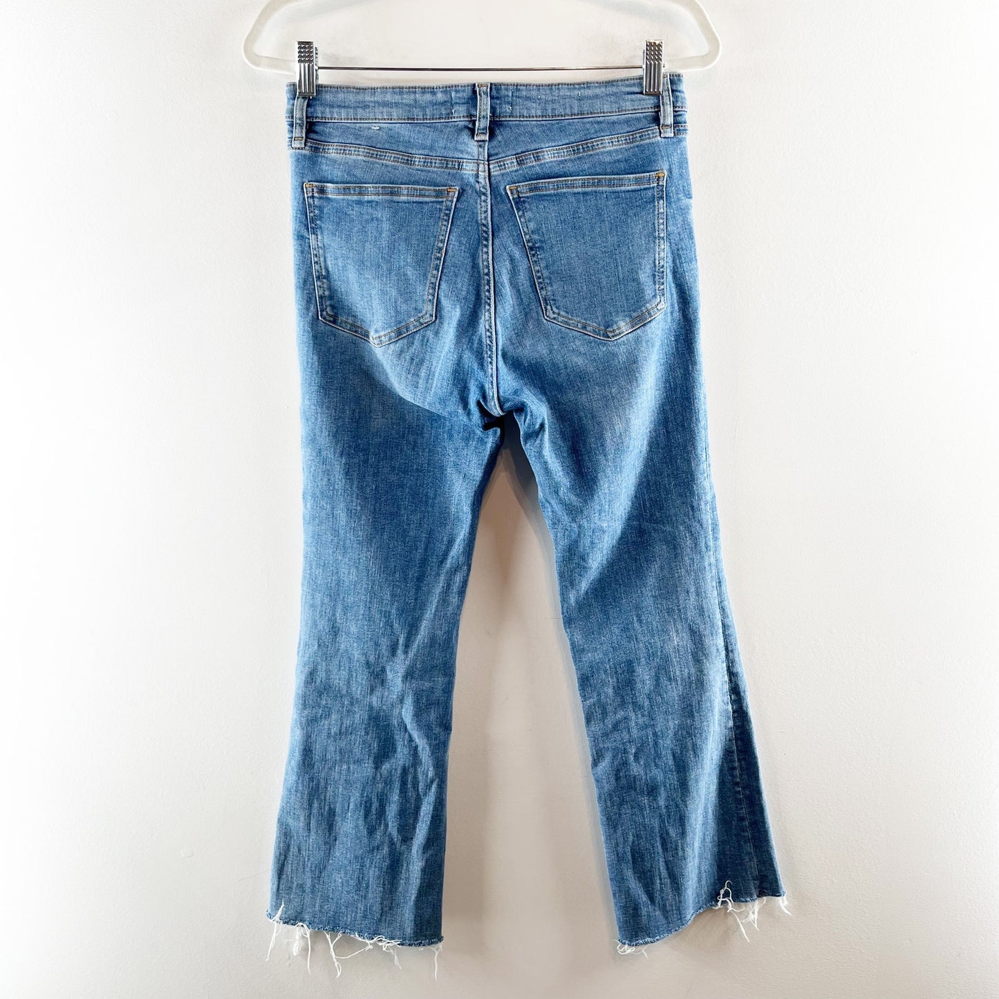 MNG Boot Crop Mid Rise Jeans Raw Hem Blue 6