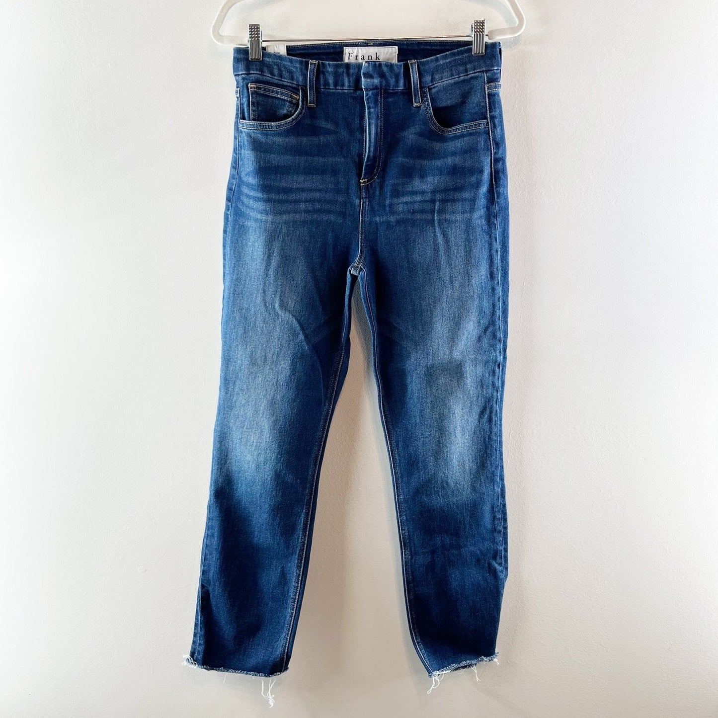 Frank & Eileen Derry High Waisted Denim Slim Straight Jeans Dark Blue Wash 29
