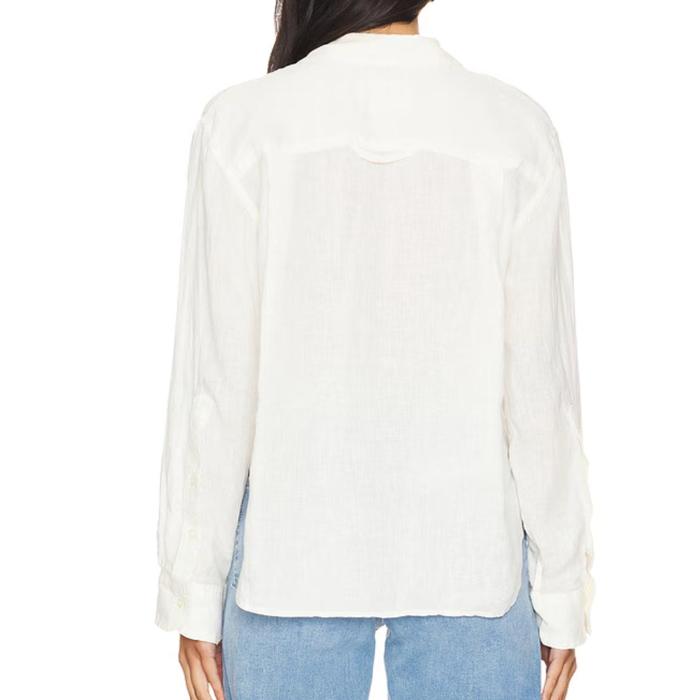 Citizens Of Humanity Kayla Long Sleeve Shrunken Shirt Top Vanilla White XS