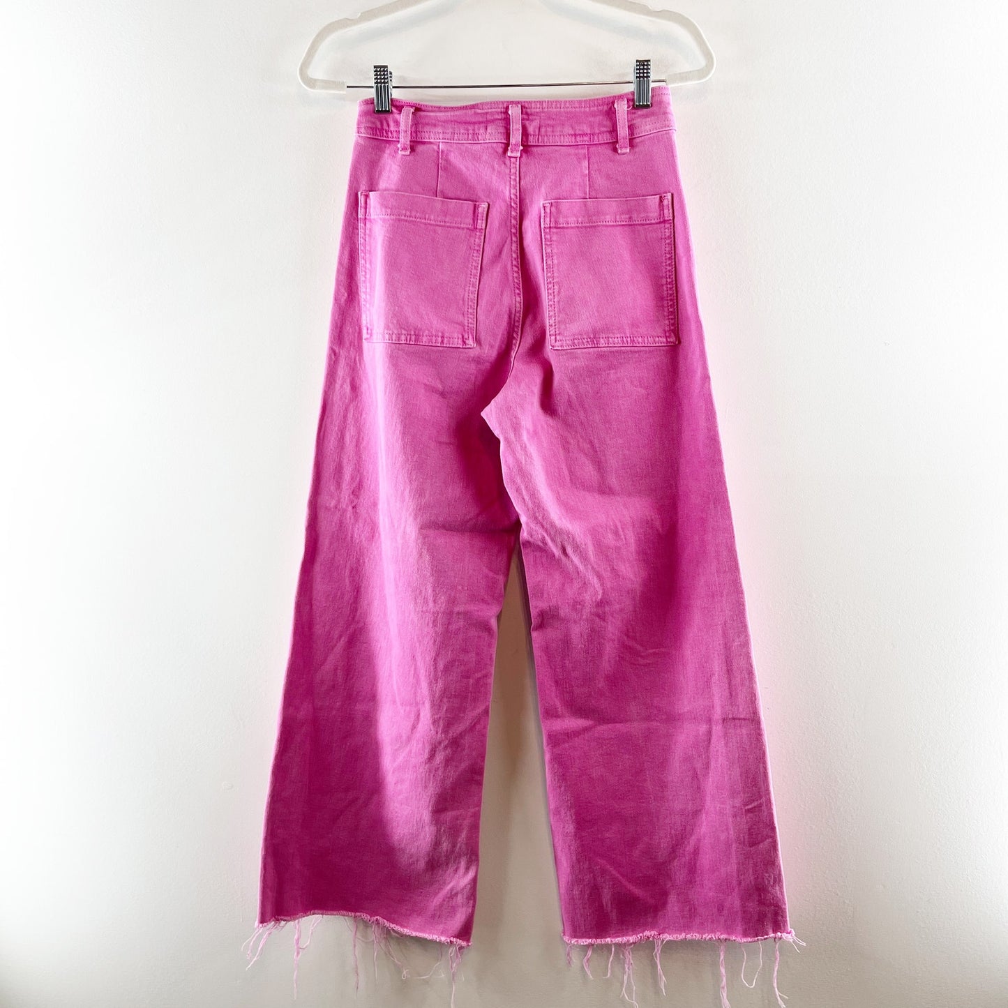 ZARA The Marine Straight Wide Leg High Rise Jeans Pink 6