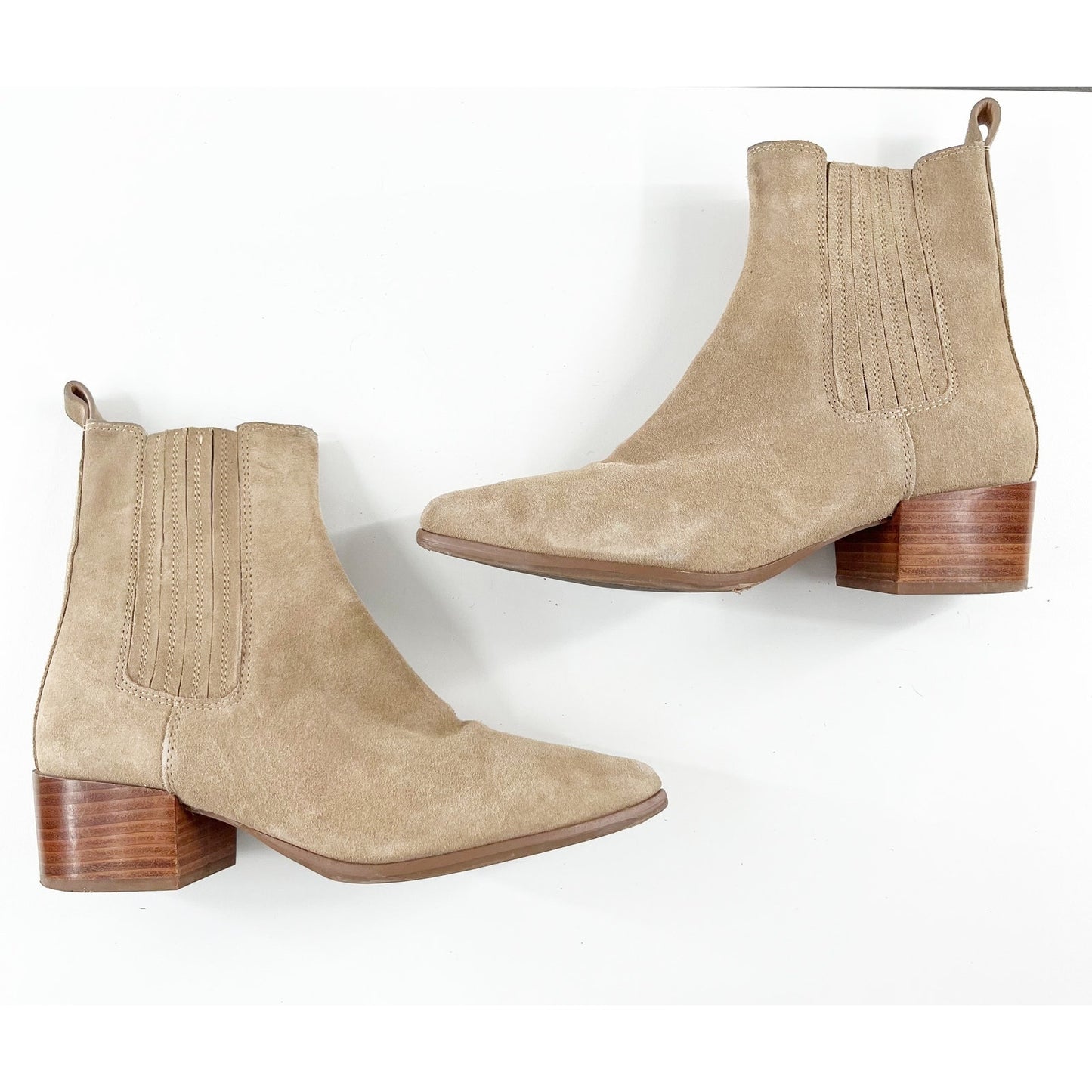 Banana Republic Suede Pull On Ankle Boots Booties Tan 9