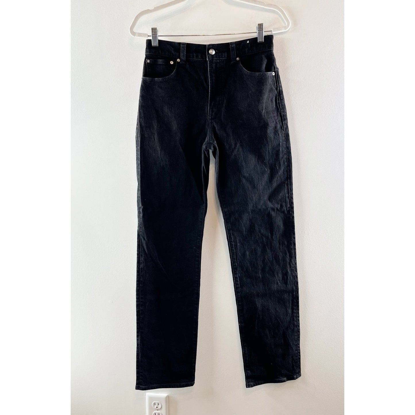 Madewell The Tall Longline Comfort Stretch Straight Leg Jeans Black Frost 26 T