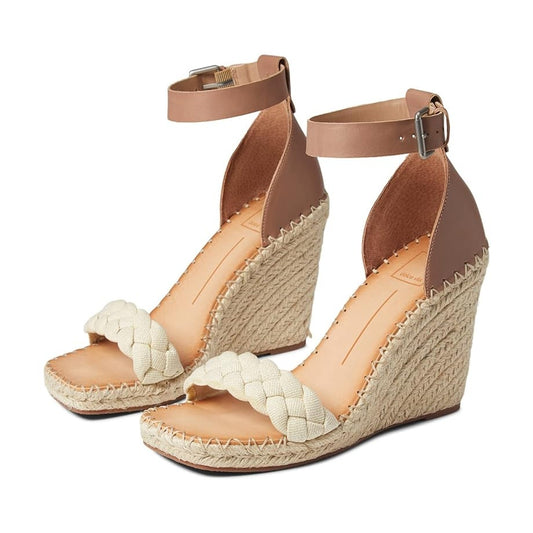 Dolce Vita Nilton Braided Platform Wedge Espadrille Sandal Sandstone Canvas 8