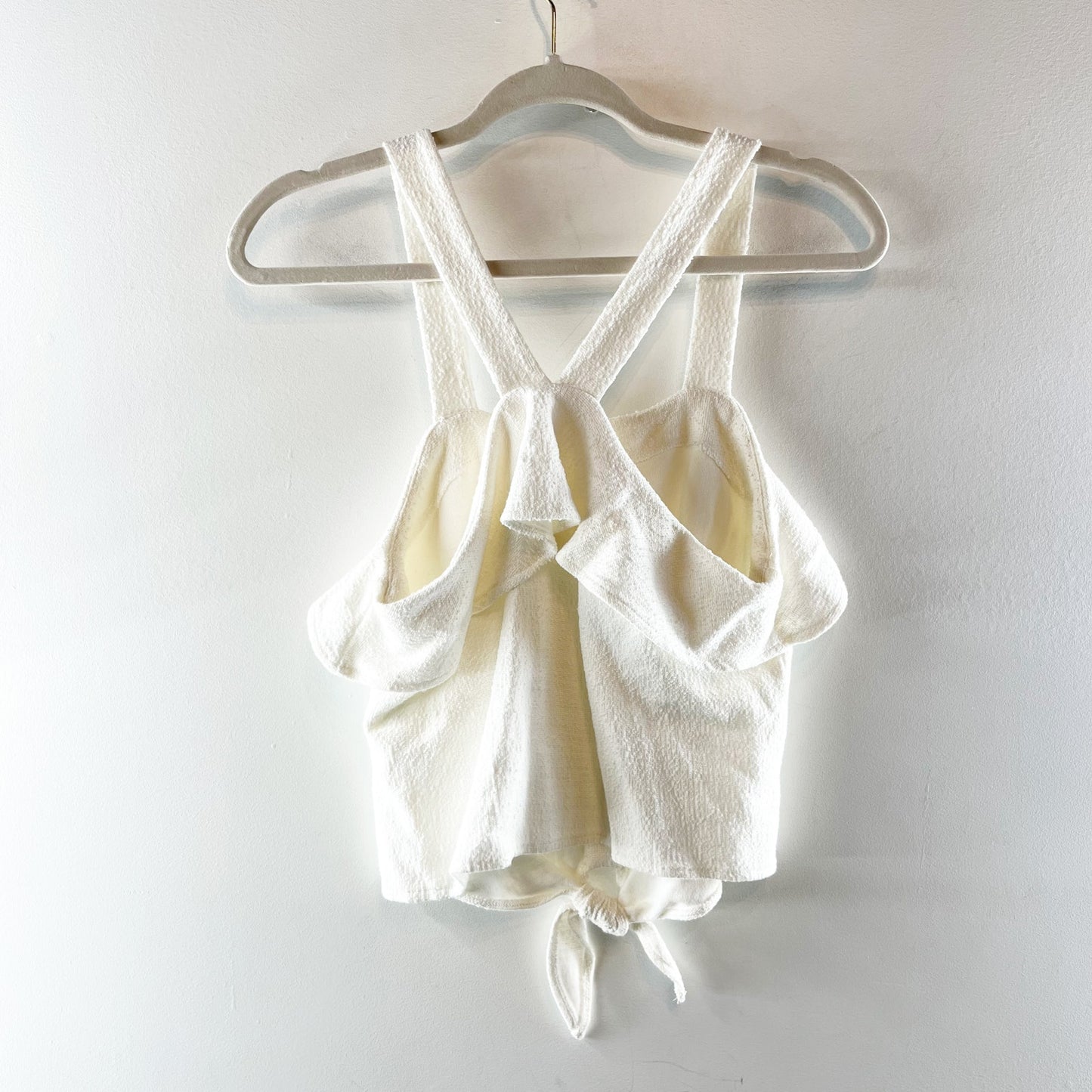 Madewell Tie Front Button Up Ruffle Tank Top Ivory White XS