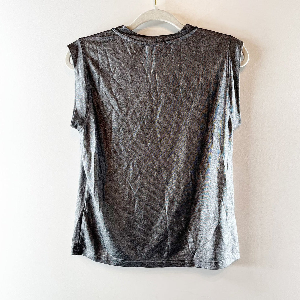 Evereve Haze Metallic Shimmer Tank Top Gray Silver XS