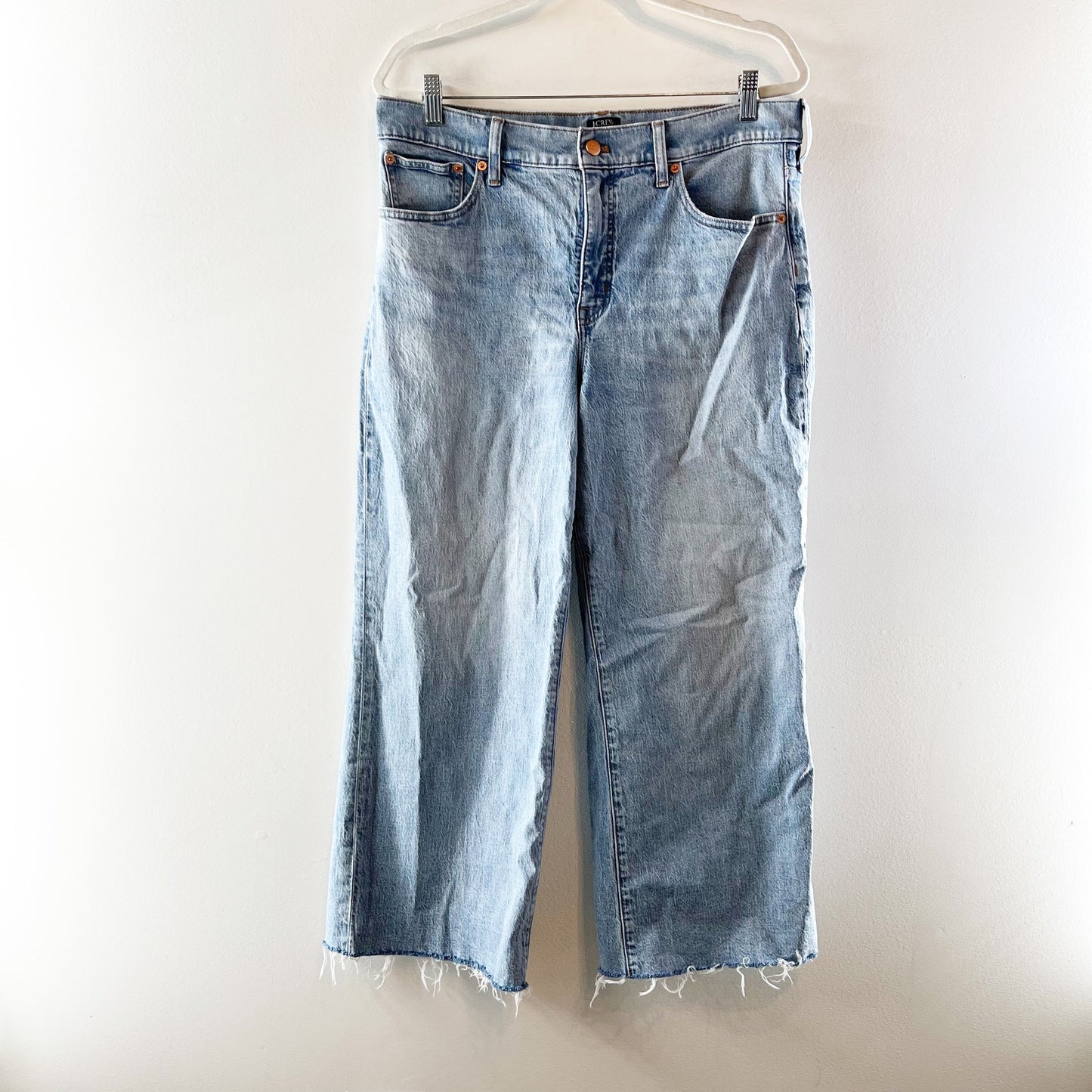 J. Crew Wide-Leg Cropped Jeans in All-Day Stretch Blue 31 / 12