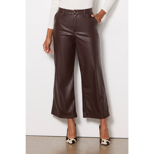 Kut From The Kloth Aubrielle Wide Leg Vegan Faux Leather Trouser Pants Brown 4
