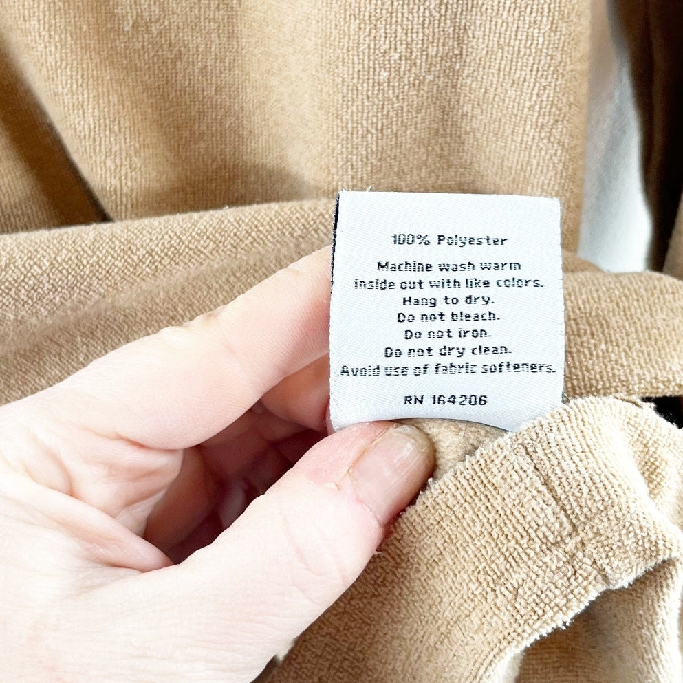 Dudley Stephens Fleece Turtleneck Long Sleeve Pullover Sweater Tan Camel Small