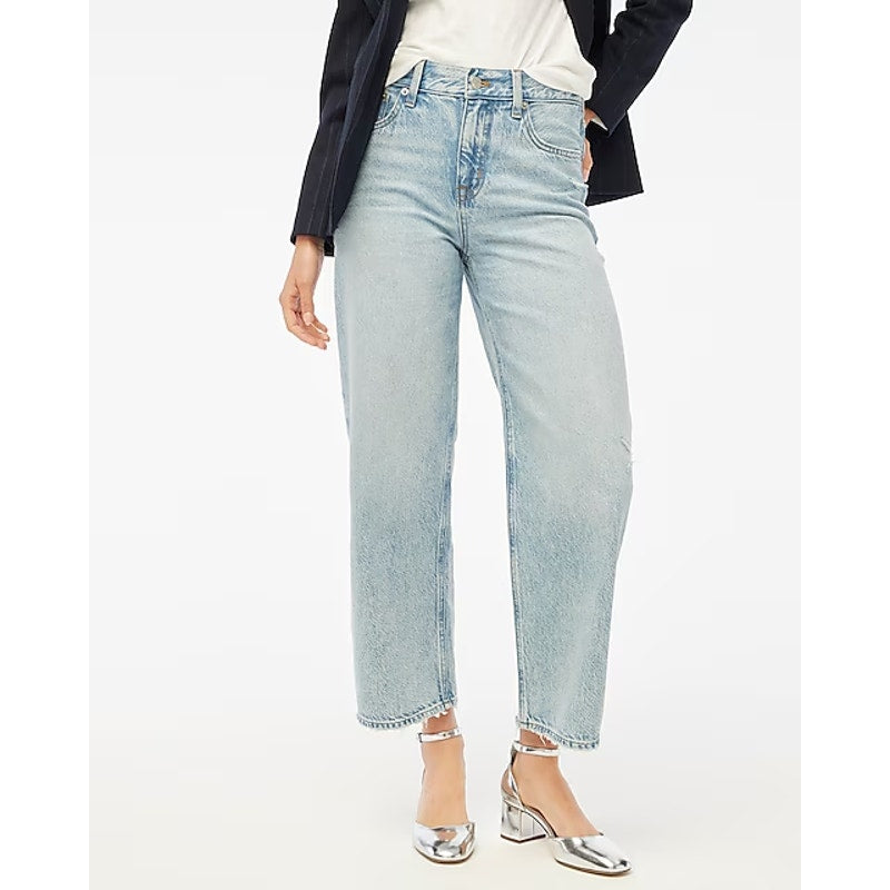 J. Crew Premium Edition High-Rise Cropped Denim Straight Jeans Blue 27