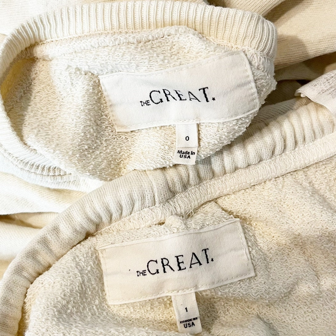 The Great The Slouch Sweatshirt & Stadium Sweatpants Set Cream XS / S
