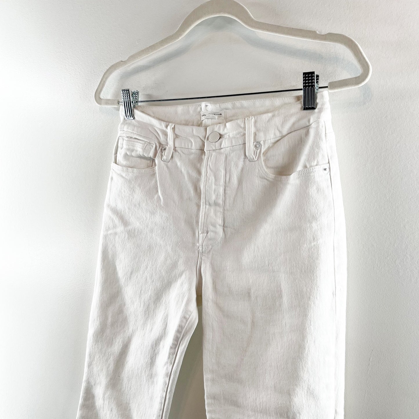 Good American Good Legs High Waisted Cropped Mini Bootcut Jeans White 6 / 28