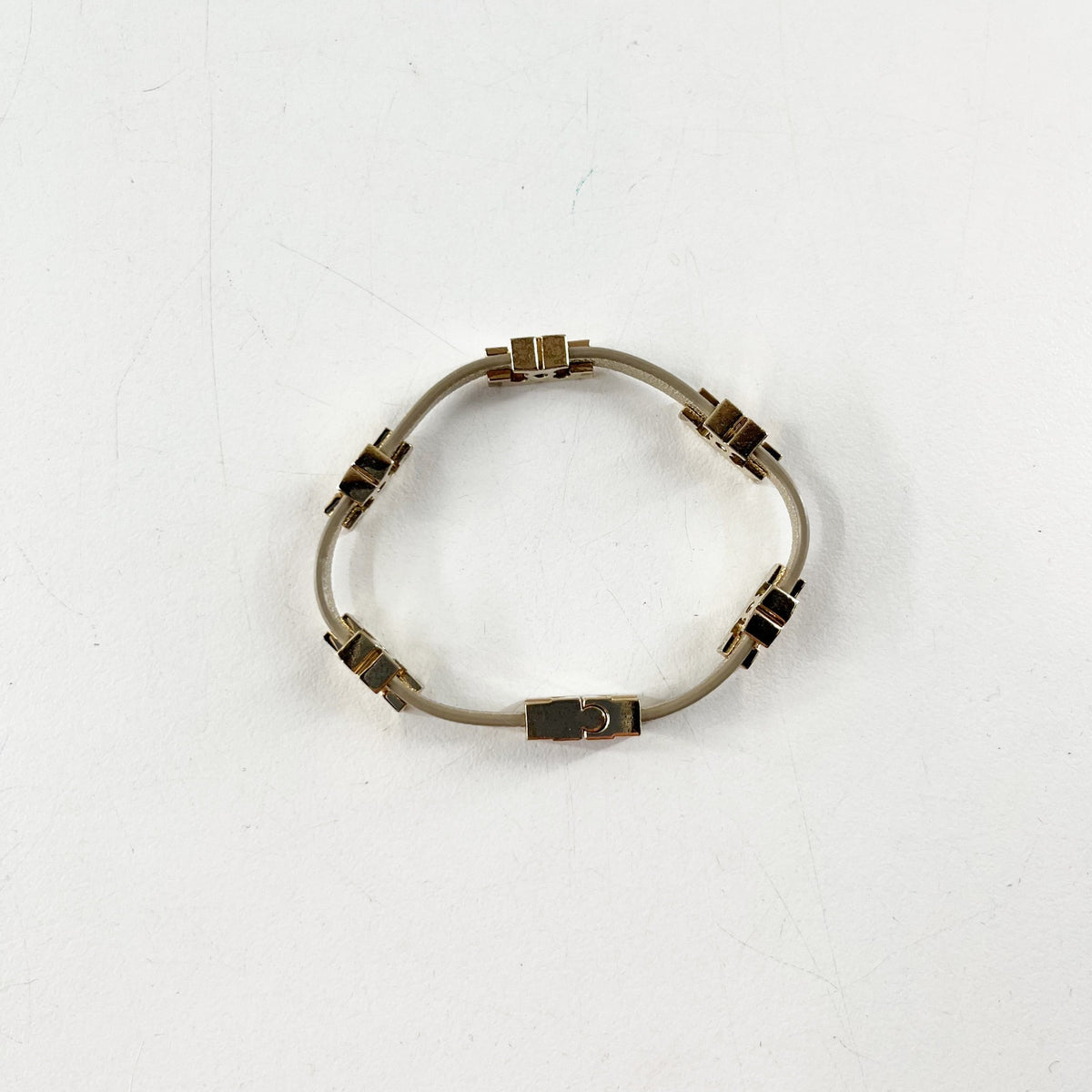 Tory Burch Eleanor Leather Logo Bracelet Gold