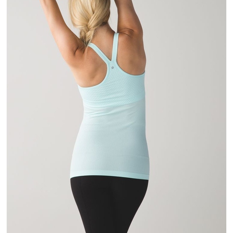 Lululemon Ribbed Ebb To Street Tank Top Heathered Aquamarine Teal Turquoise Blue
