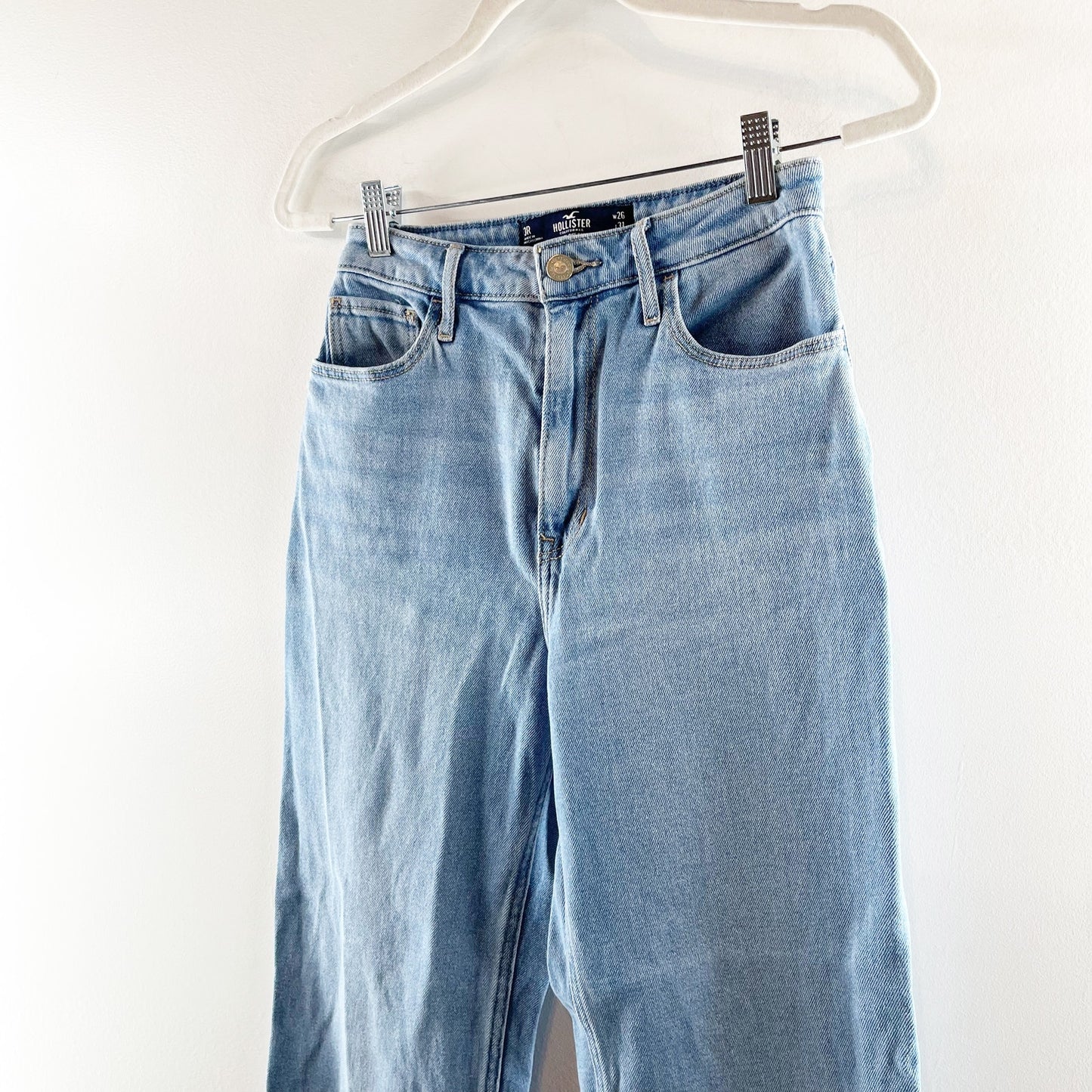 Hollister Ultra High Rise Dad Jeans Slit Hem Blue 26 / 2