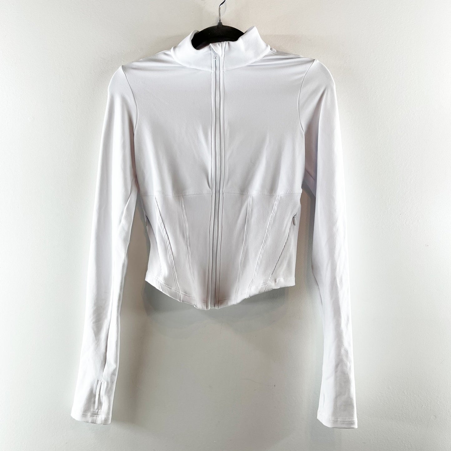 Alo Airbrush Corset Full Zip Up Long Sleeve Jacket White Small