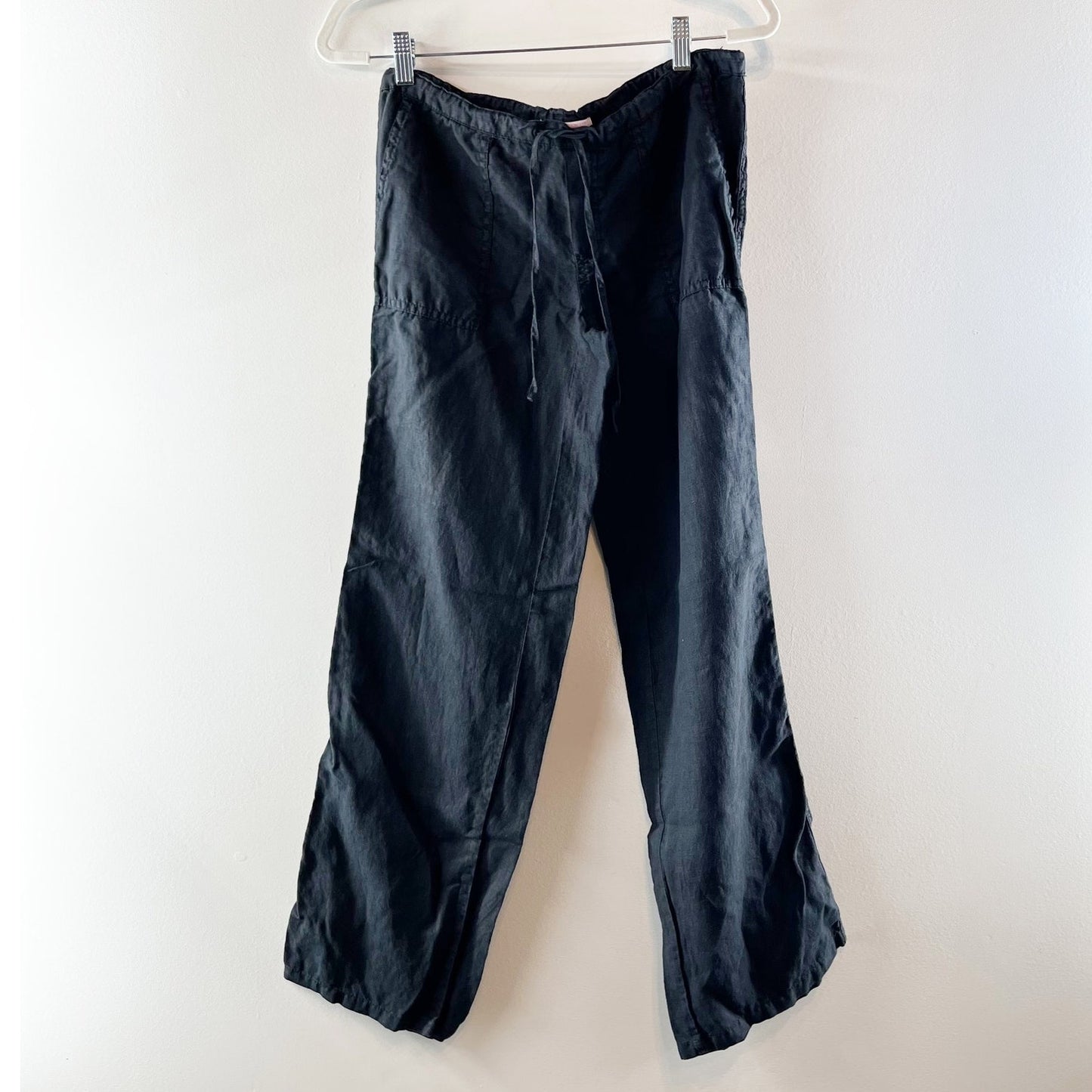 Victoria's Secret Flax Linen Low Rise Wide Leg Beach Pants Black 0