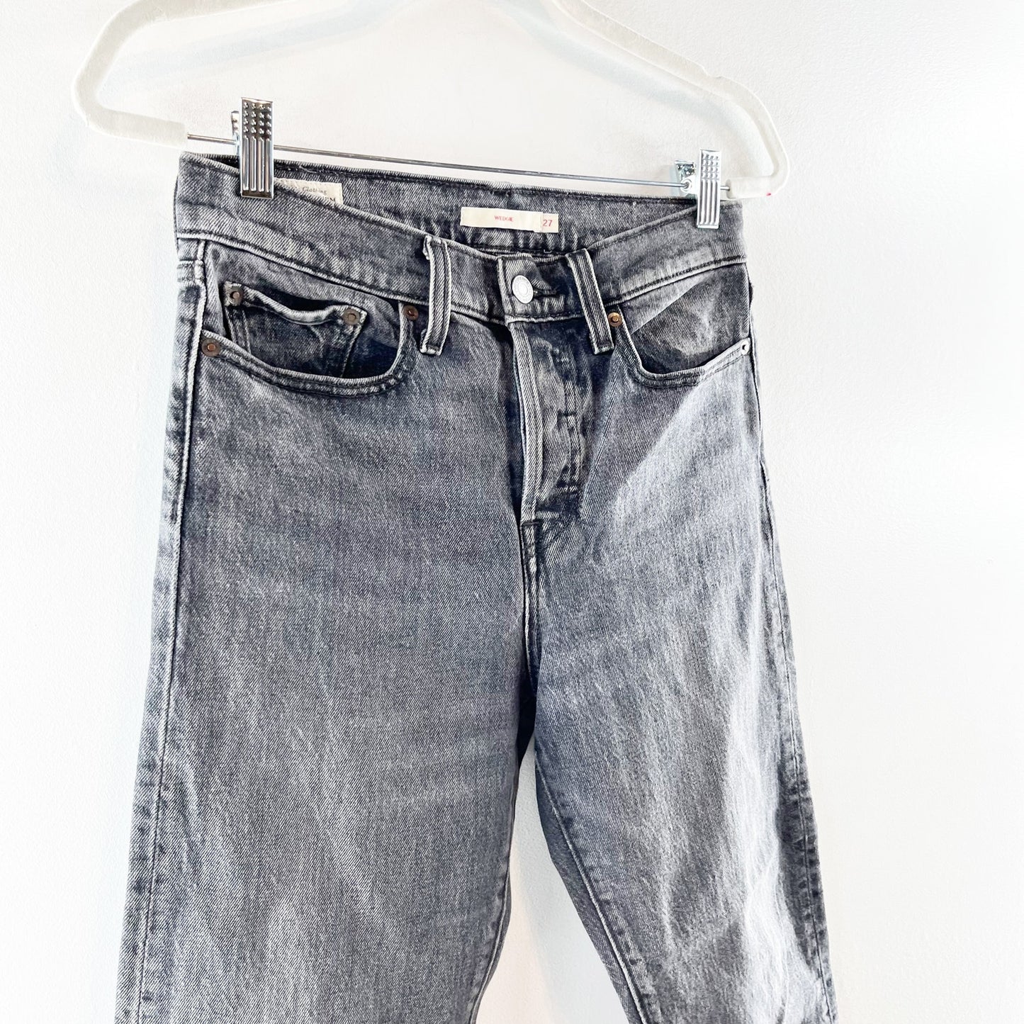 Levi's High Rise Button Fly Wedgie Icon Fit Ankle Straight Leg Jeans Black 27