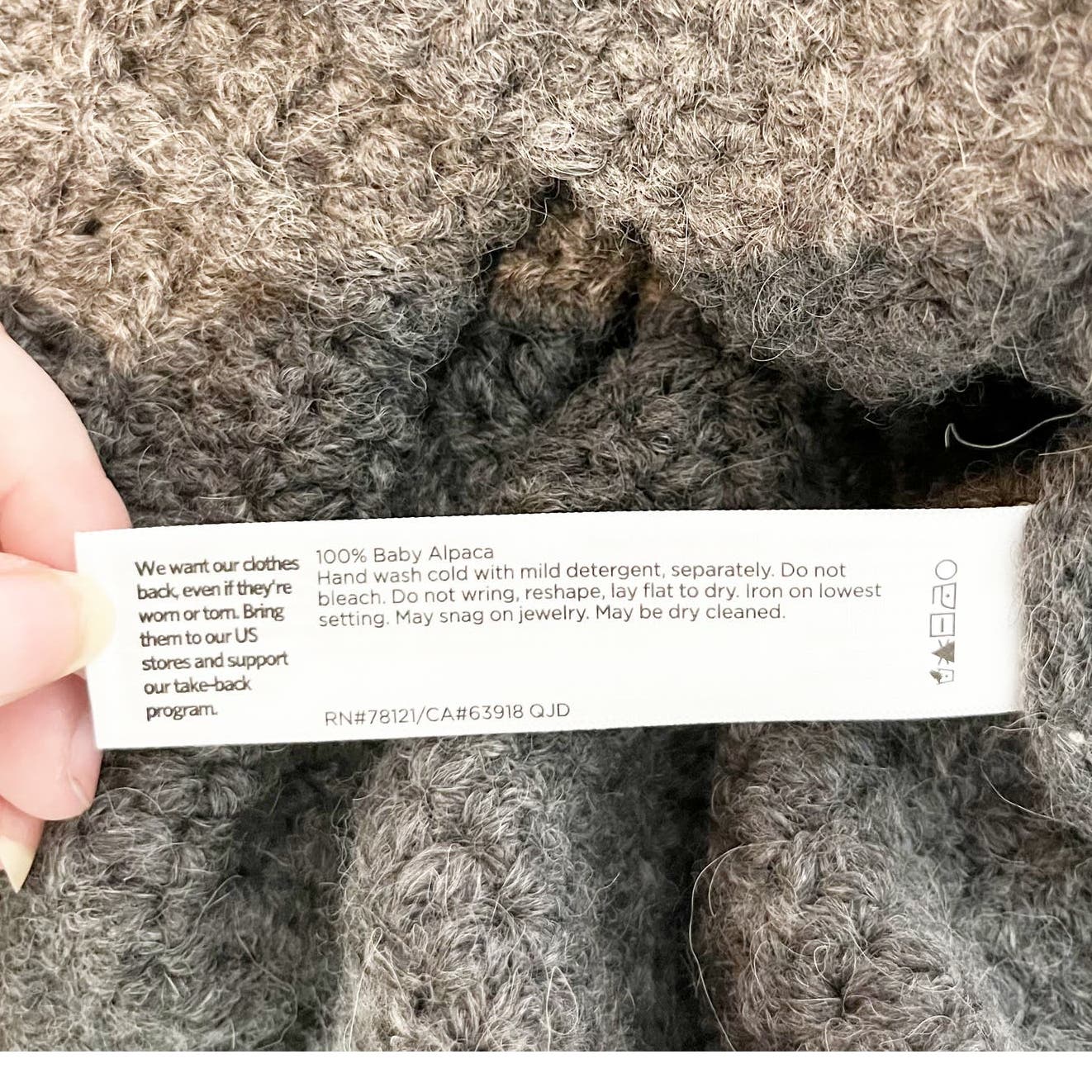 Eileen Fisher Peruvian Alpaca Crochet Mock Neck Sleeveless Top Ash Gray Large