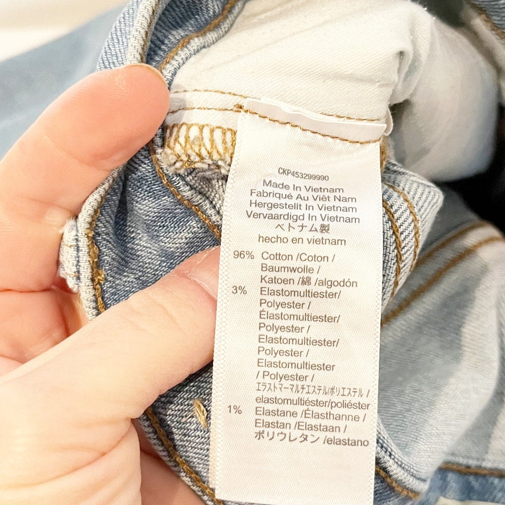 Madewell High Rise Perfect Vintage Straight Leg Jeans Raw Hem Blue 27
