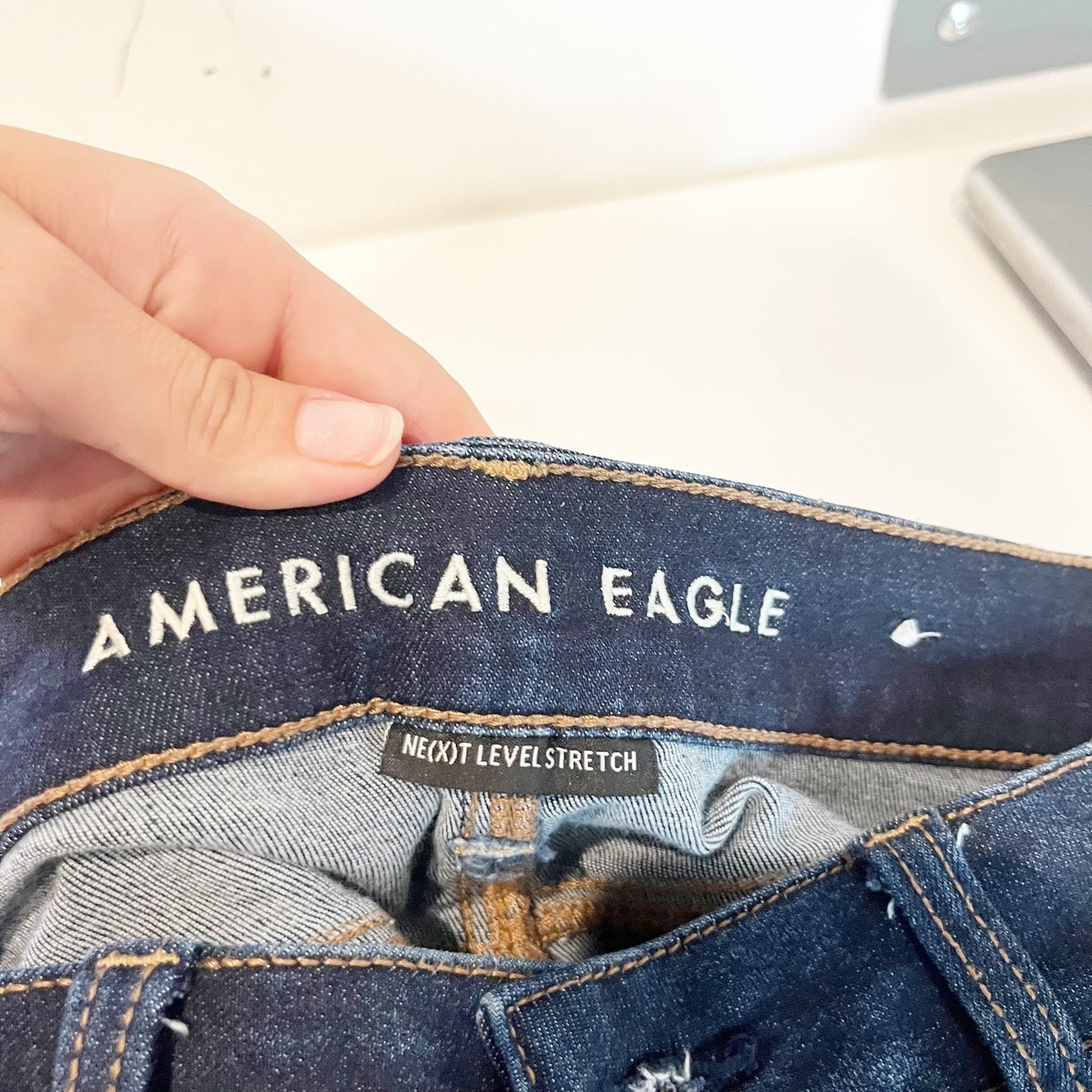 American Eagle Outfitters Ne(x)T Level Stretch Distressed Jean Short Blue 8