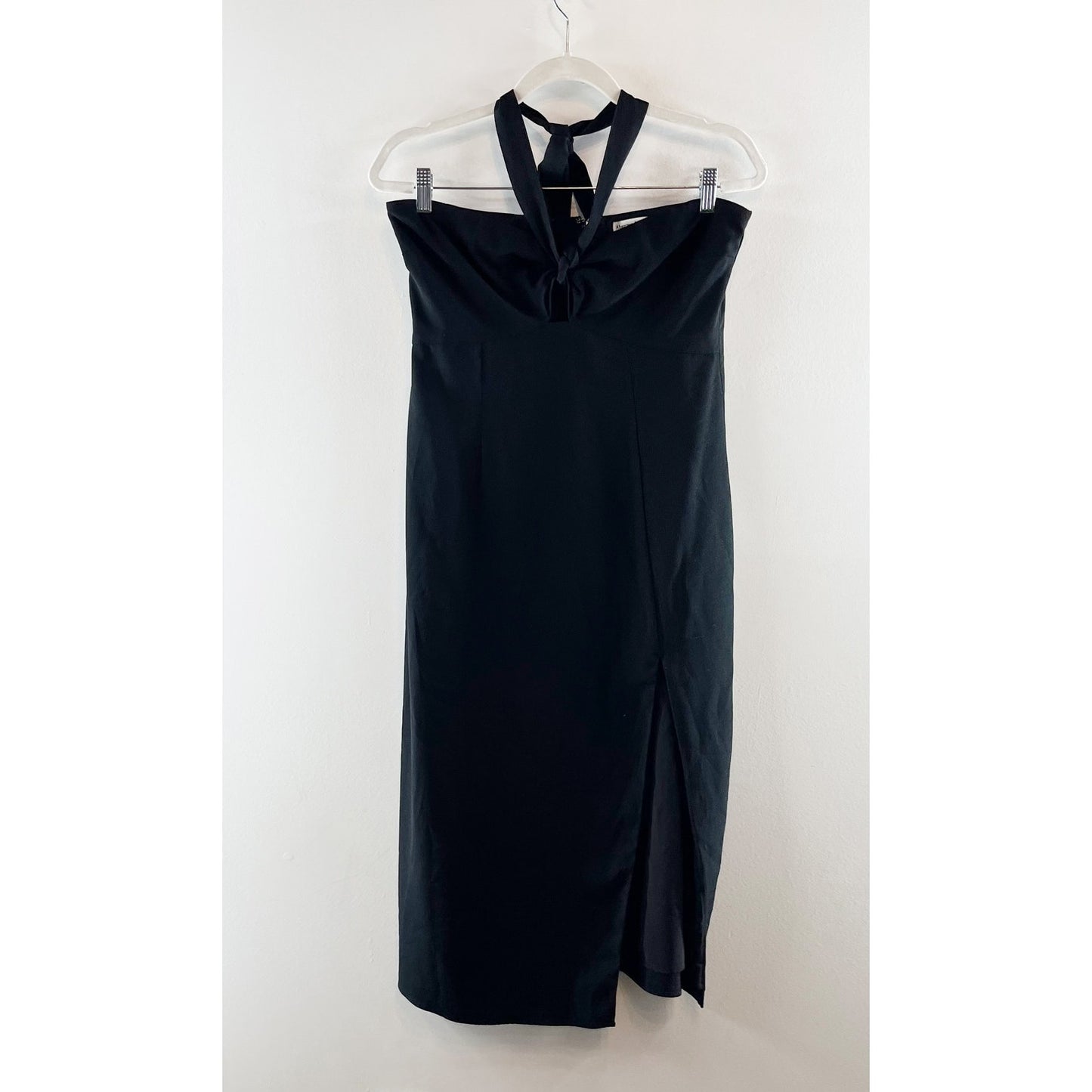 Abercrombie & Fitch Knot Front Cutout Halter Neck Sheath Midi Dress Black Medium