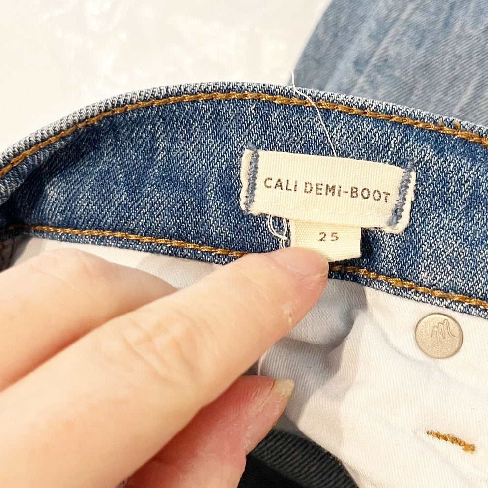 Madewell Mid Rise Cali Demi Boot Cropped Kick Flare Button Fly Jeans Blue 25
