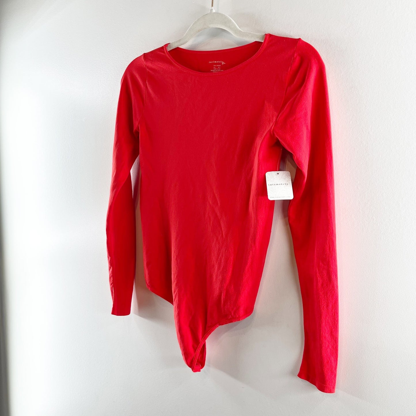 Intimately Free People Long Sleeve Seamless Crewneck Bodysuit Red Medium Large