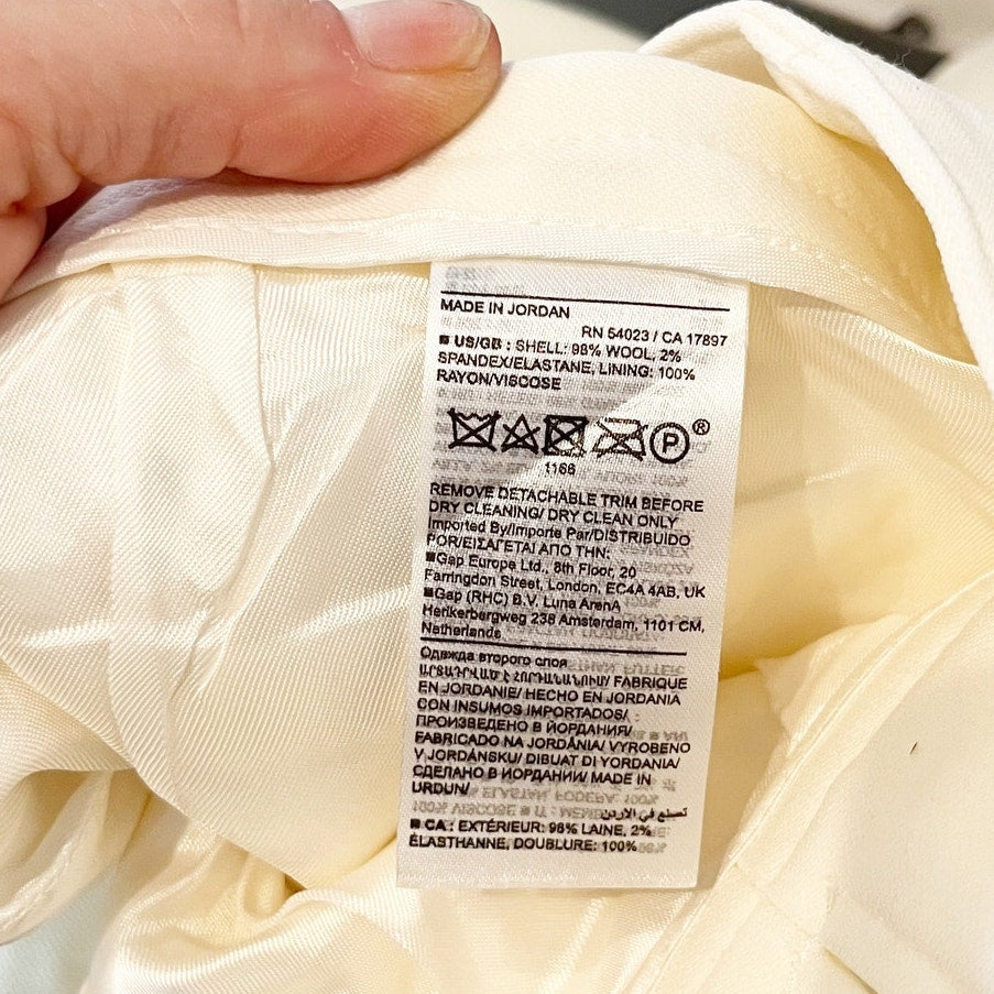 Banana Republic Heritage Explorer High Rise Italian Wool Dress Pants Cream 8