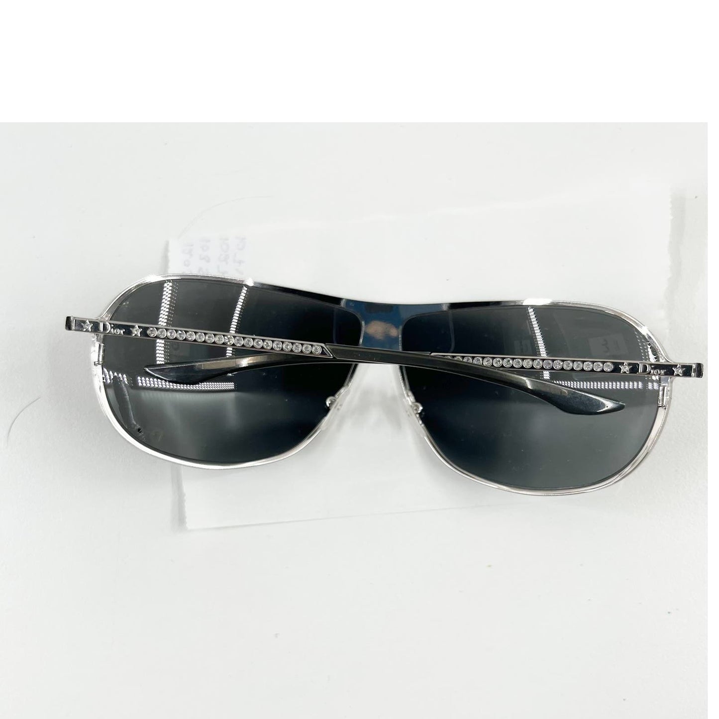 Christian Dior Crystal Rhinestone Aviator Sunglasses Silver