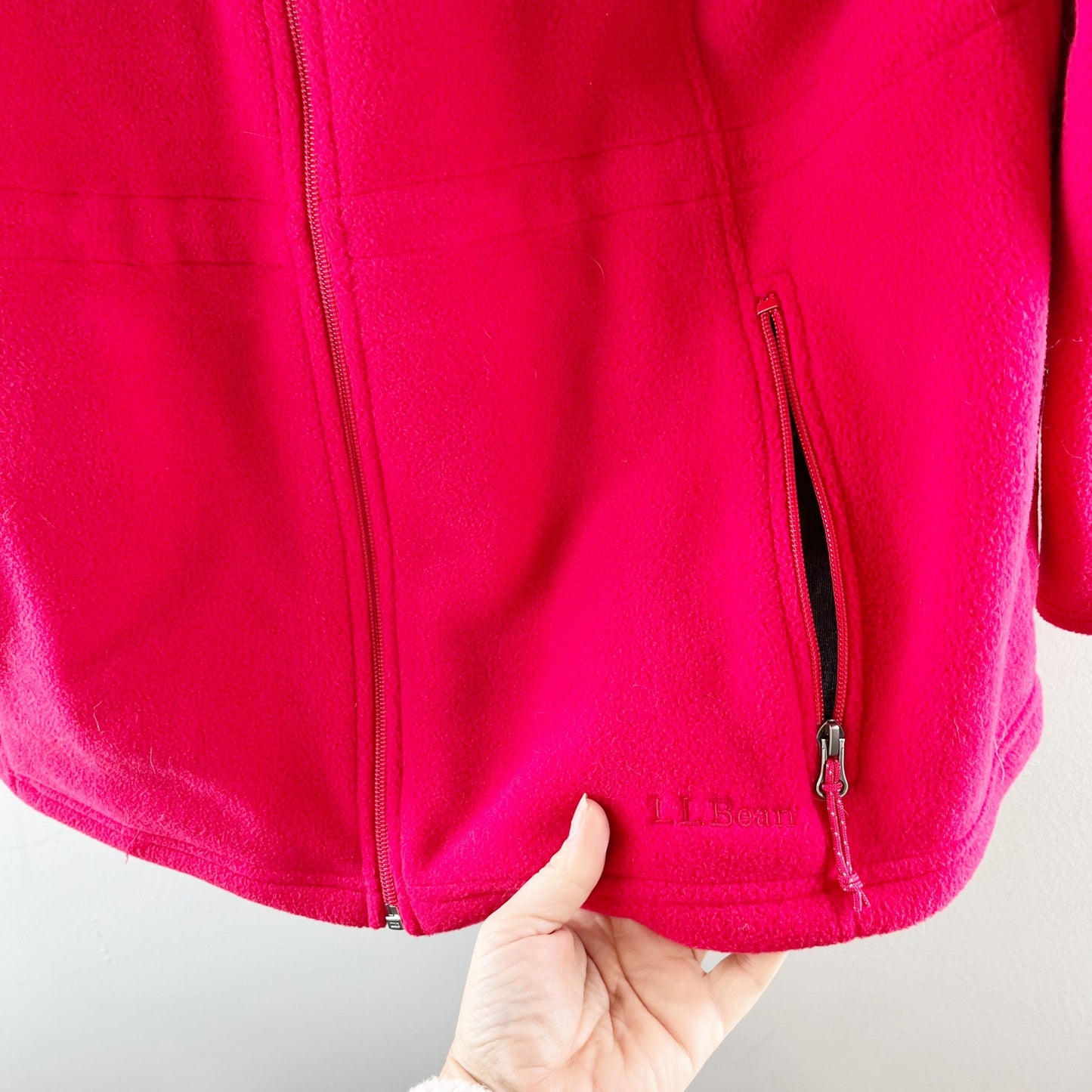 L.L. Bean Polartec Long Sleeve Hooded Fleece Full Zip Jacket Red XL