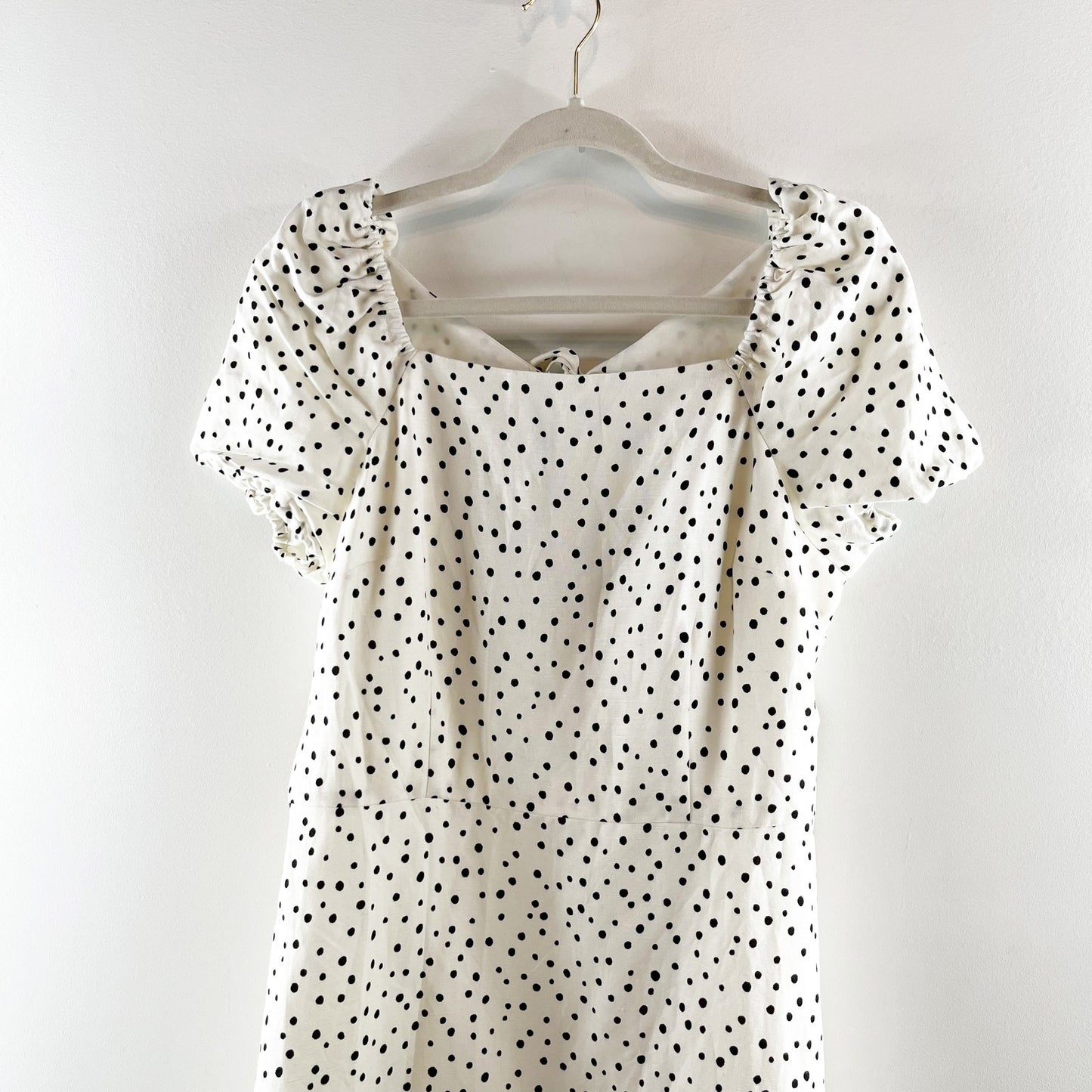 LOFT Petite Polka Dotted Short Flutter Sleeve Mini Dress White 12 Petite