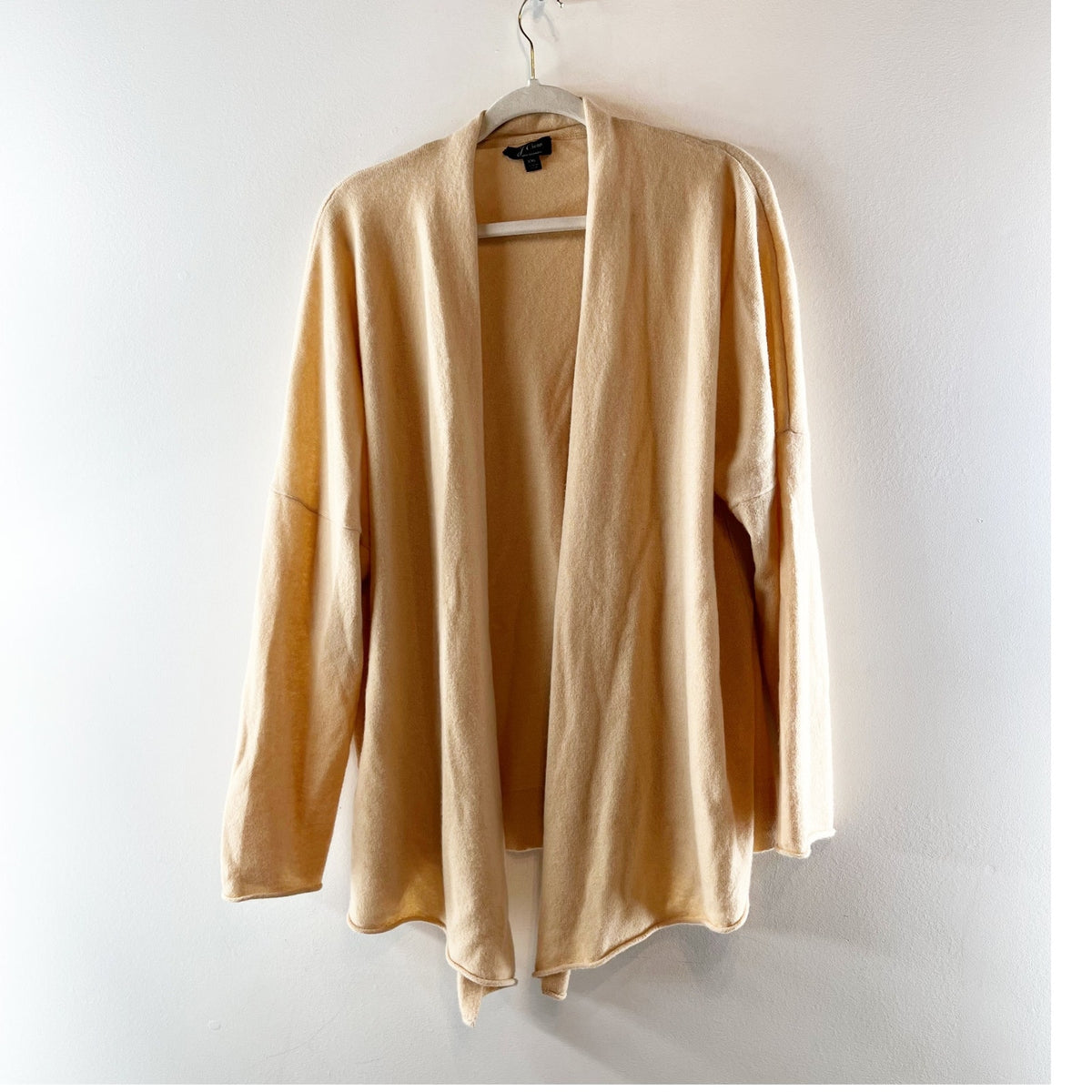 J. Crew Cashmere Long Sleeve Open Front Cardigan Sweater Heather Almond XXL