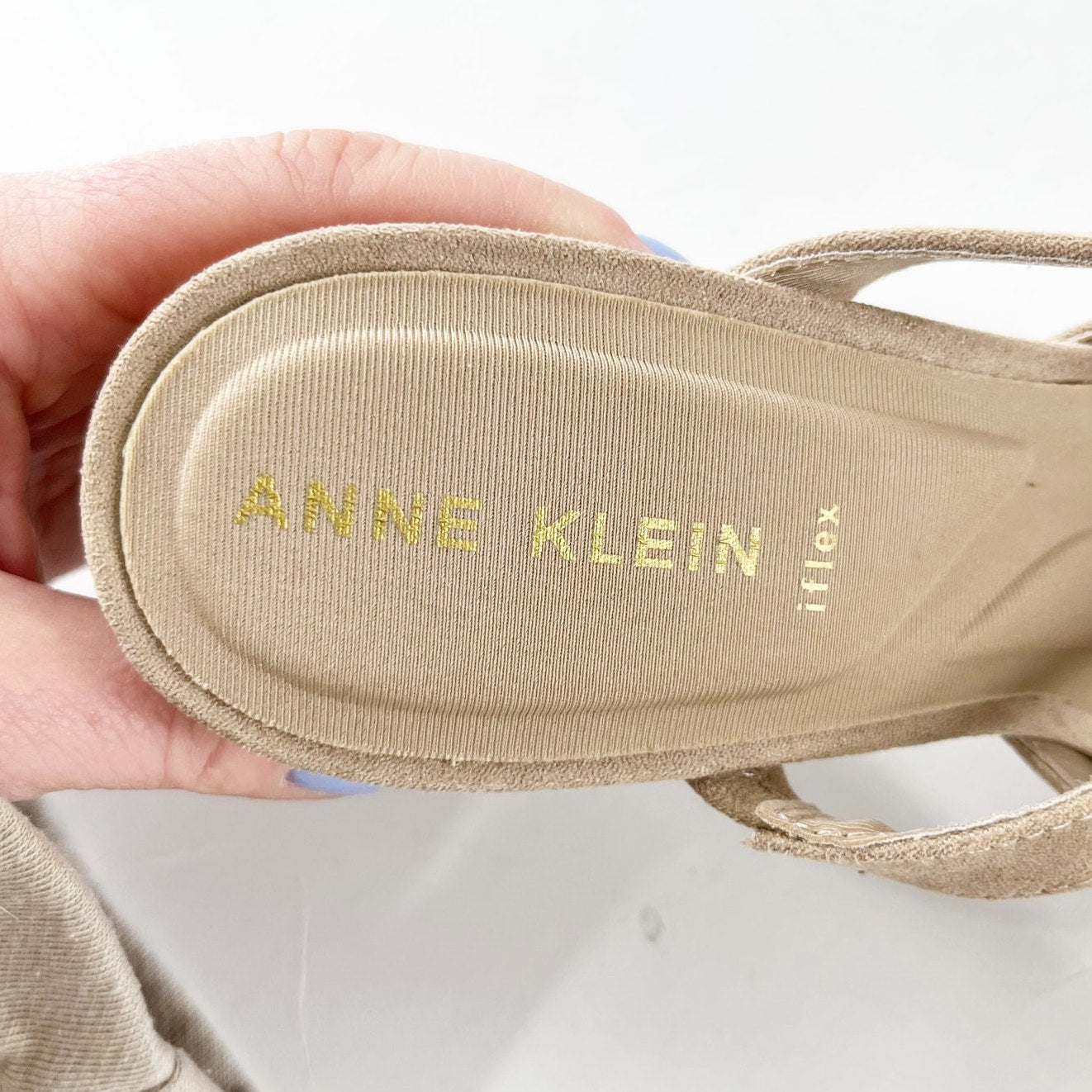 Anne Klein Bellatrix Pointed Toe Suede Block Heel Mule Heels Tan Beige 9