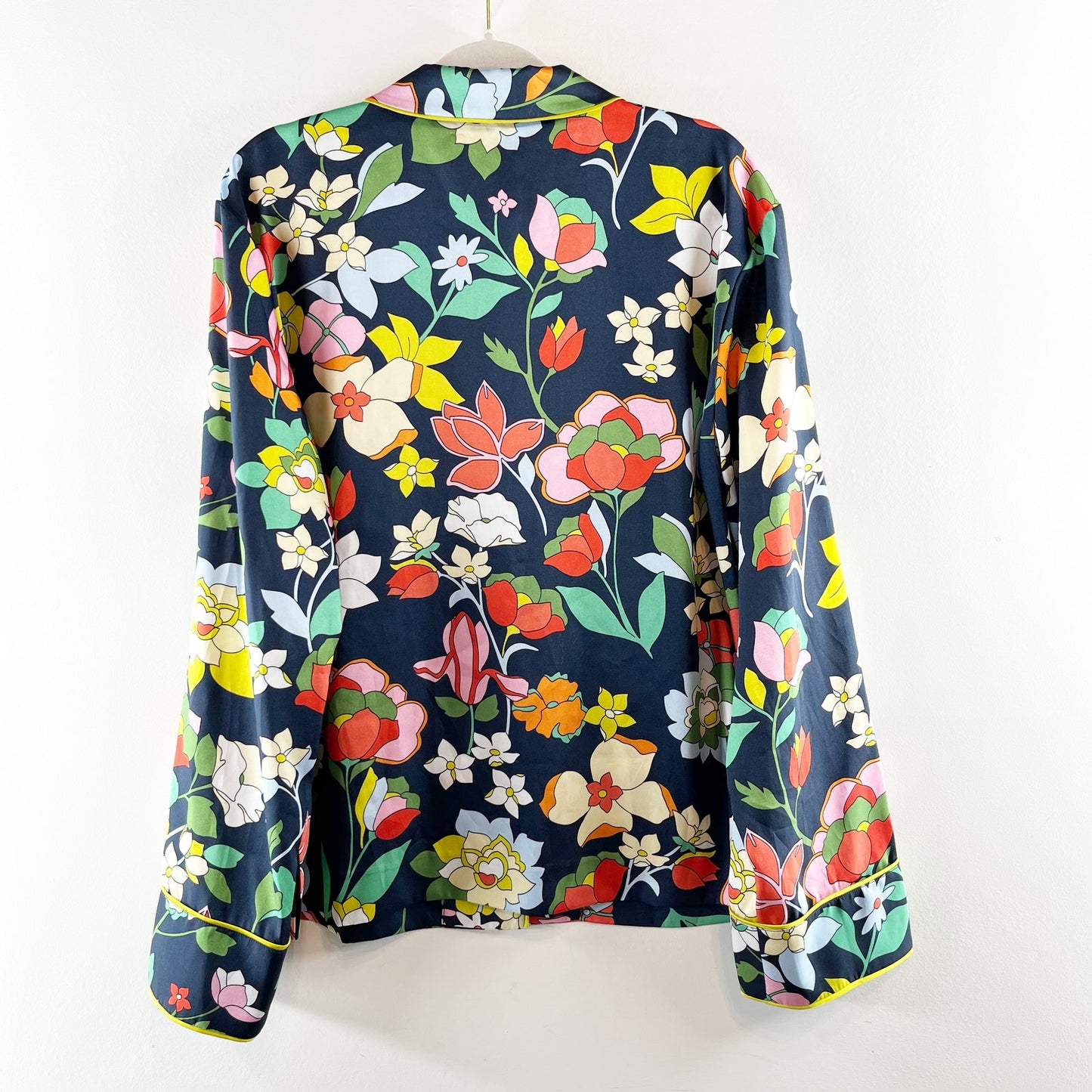 Kate Spade New York Flower Bed Floral-Print Twill Pajama Shirt Blazer Blue XL