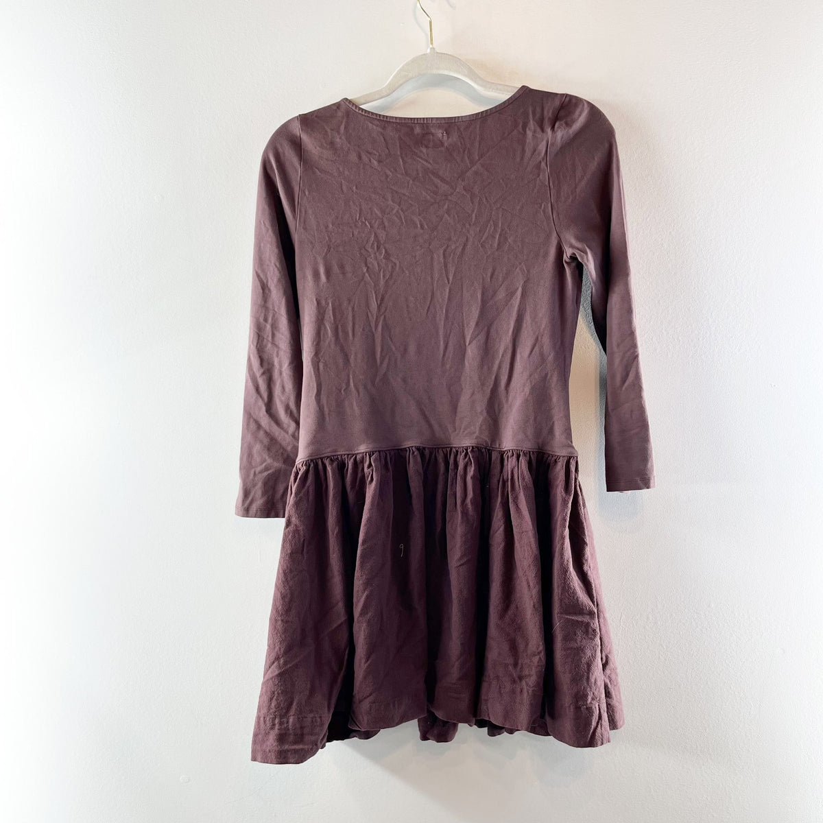 Free People Onda 3/4 Sleeve Square Neck Drop Waist Mini Dress Brown Large