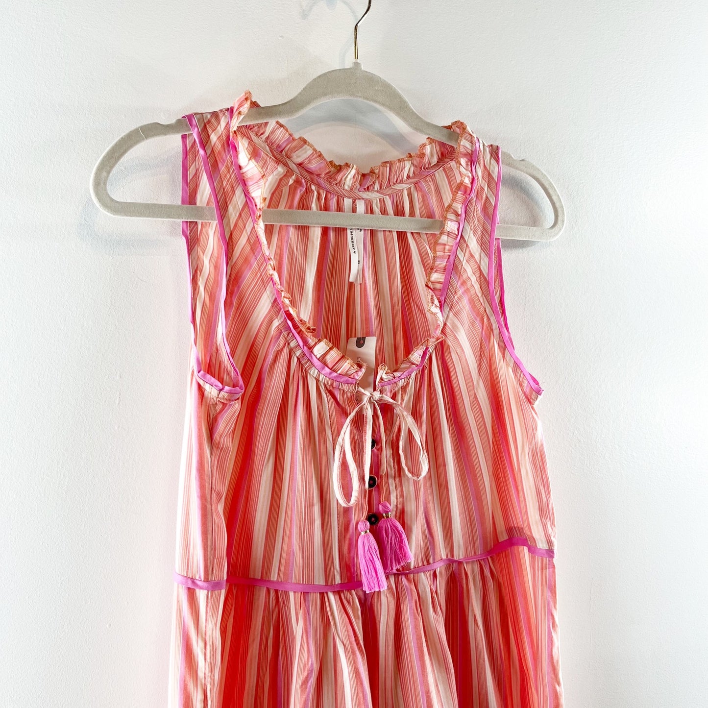 Anthropologie Visayas Striped Cropped Wide Leg Jumpsuit Pink Orange XS