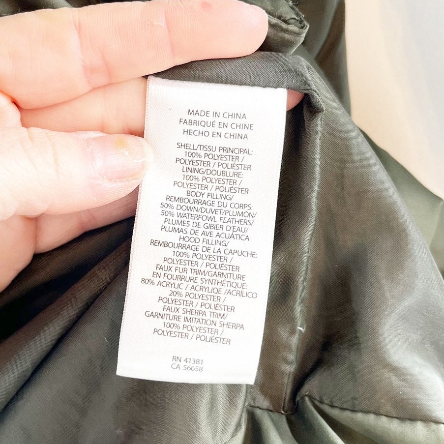 LAUREN Ralph Lauren Full Zip Quilted Puffer Hooded Parka Jacket Dark Green Small