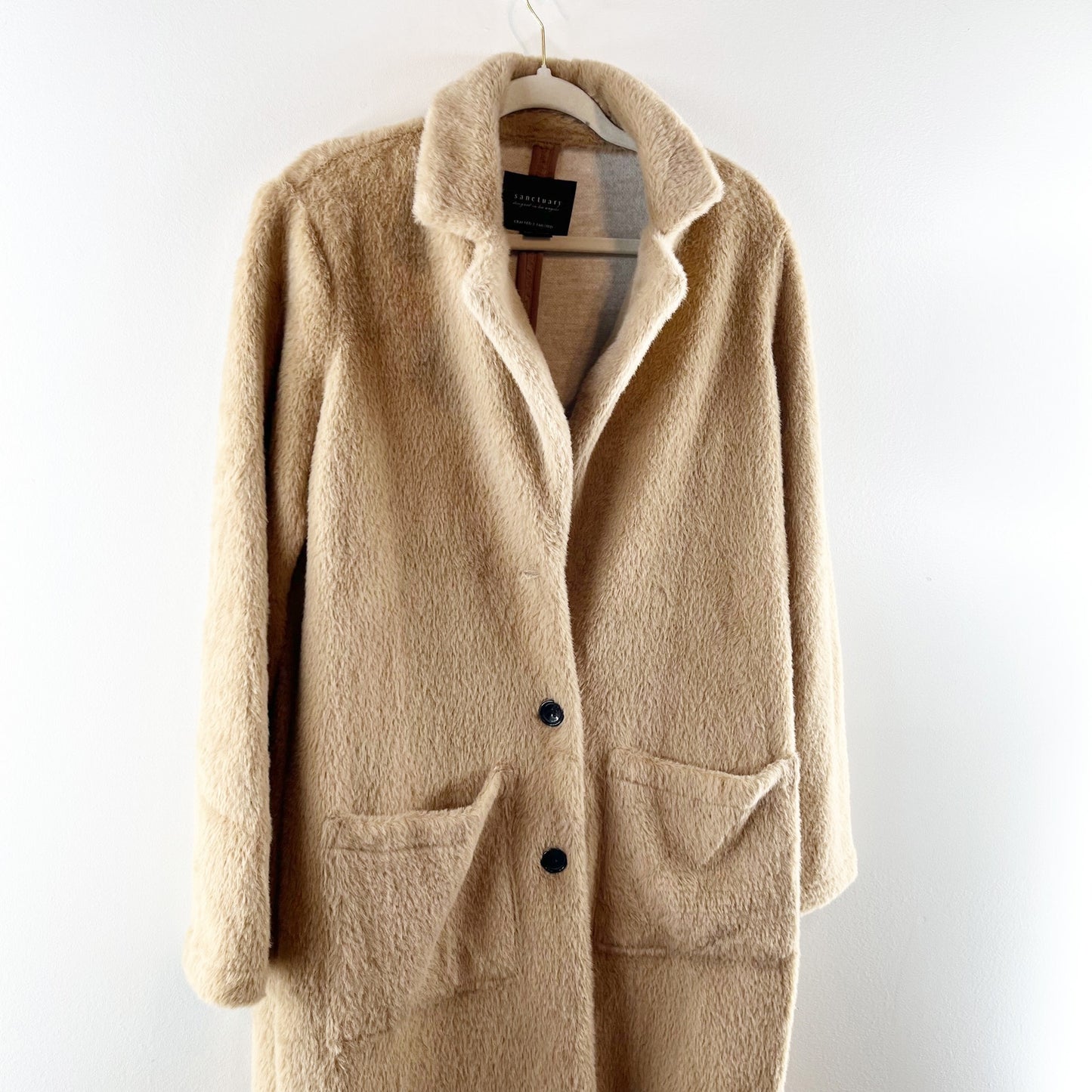 Sanctuary by Anthropologie Colleen Long Sleeve Teddy Long Overcoat Camel Small