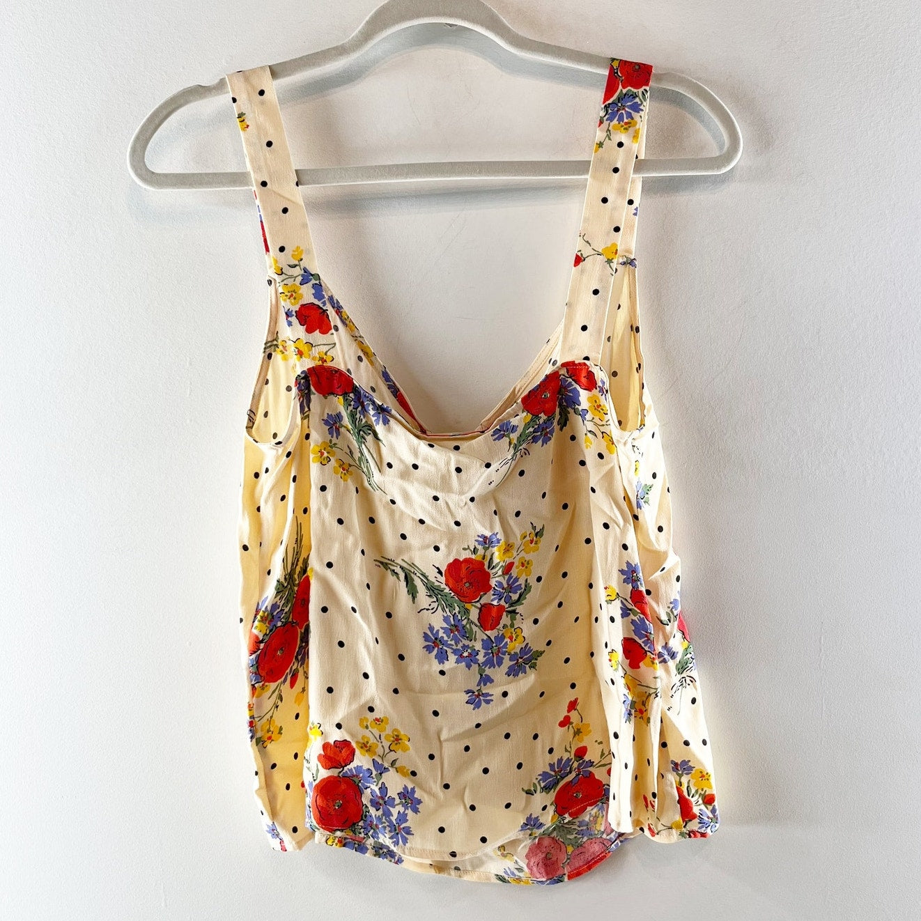 Sezane Denitsa Poppy Floral Sleeveless Tie Detail Tank Top Yellow EU 36 / US 4