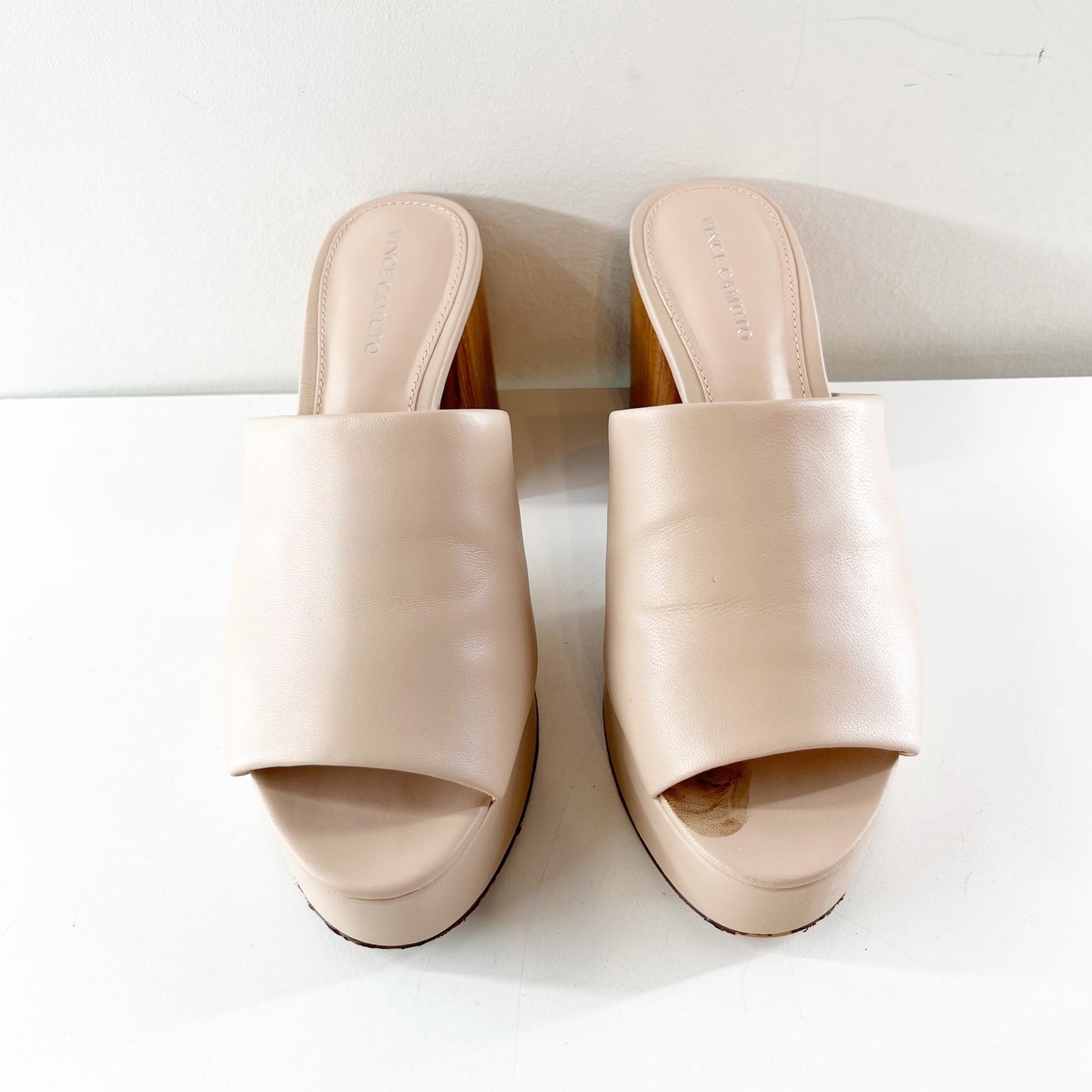 Vince Camuto Feshania Platform Mule Slide Block Heel Sandals Soft Blush Pink 7