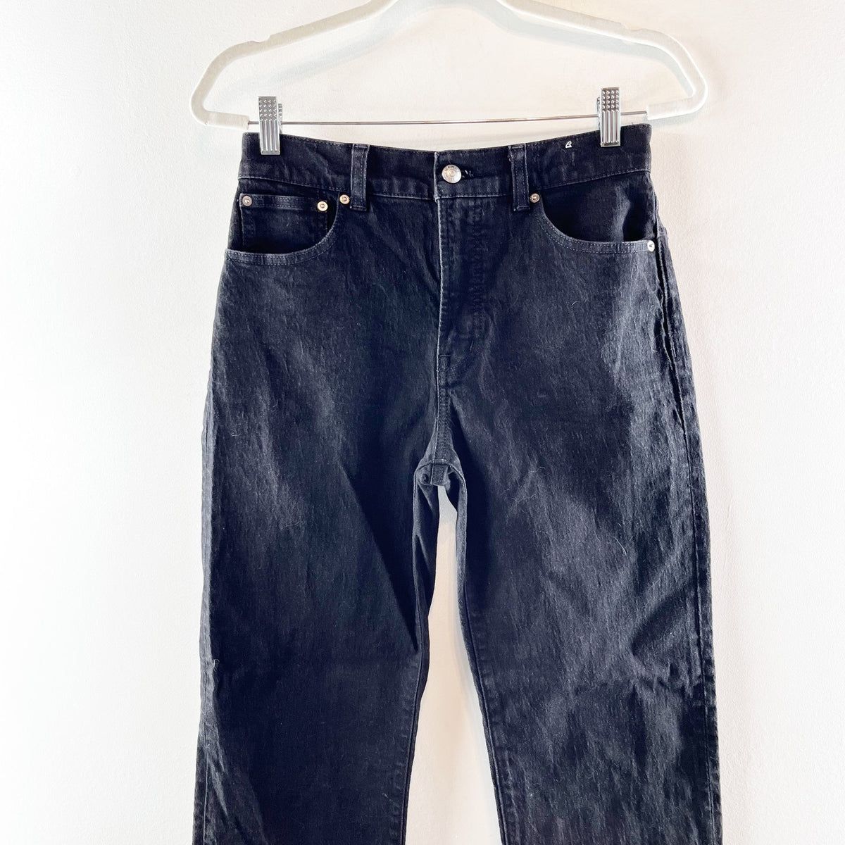 Madewell The Tall Longline Comfort Stretch Straight Leg Jeans Black Frost 26 T