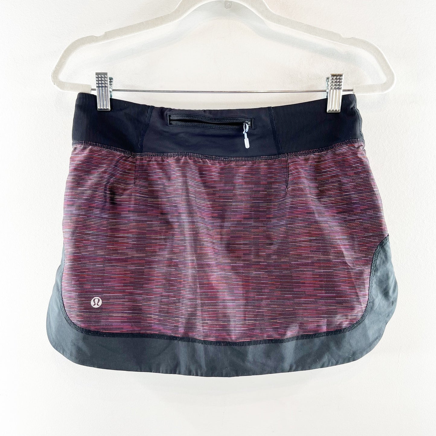 Lululemon Run For All Mini Tennis Skirt Skort Plum Burgundy Space Dye Black 6