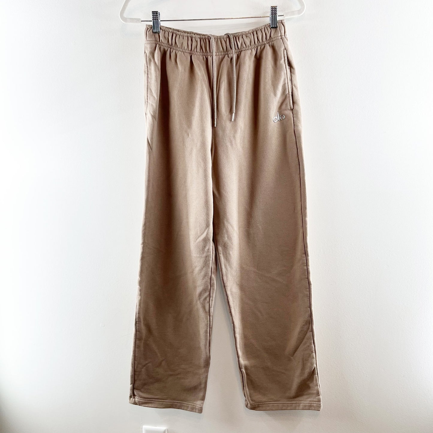 Alo High Rise Accolade Straight Leg Sweatpants Gravel Brown Tan XS